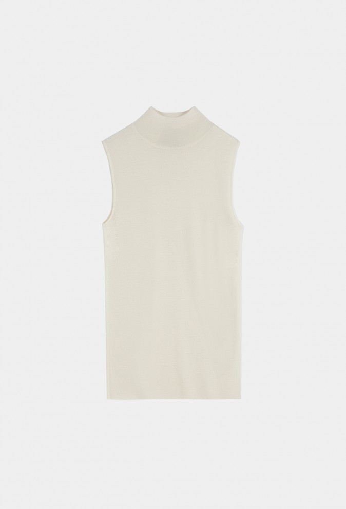 FINE WOOL SLEEVELESS KNIT