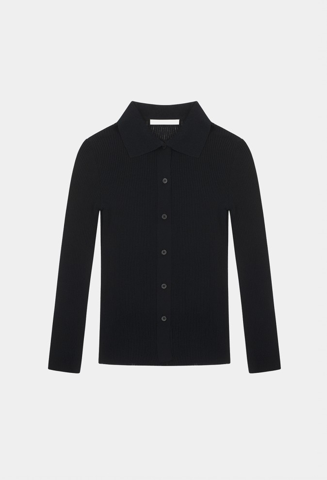 RIB COLLAR CARDIGAN