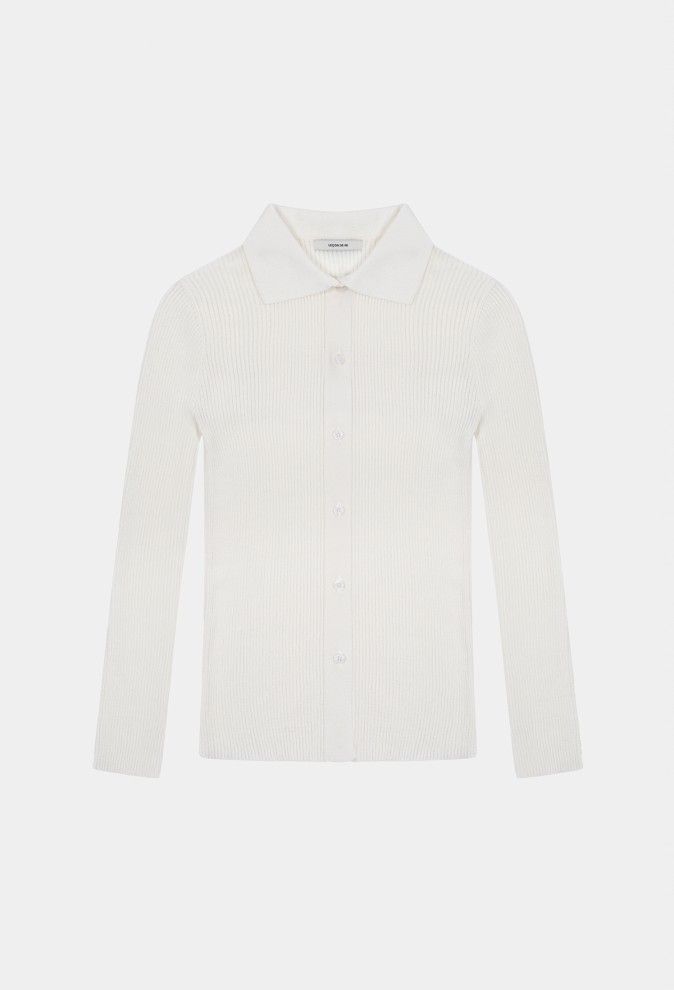 RIB COLLAR CARDIGAN